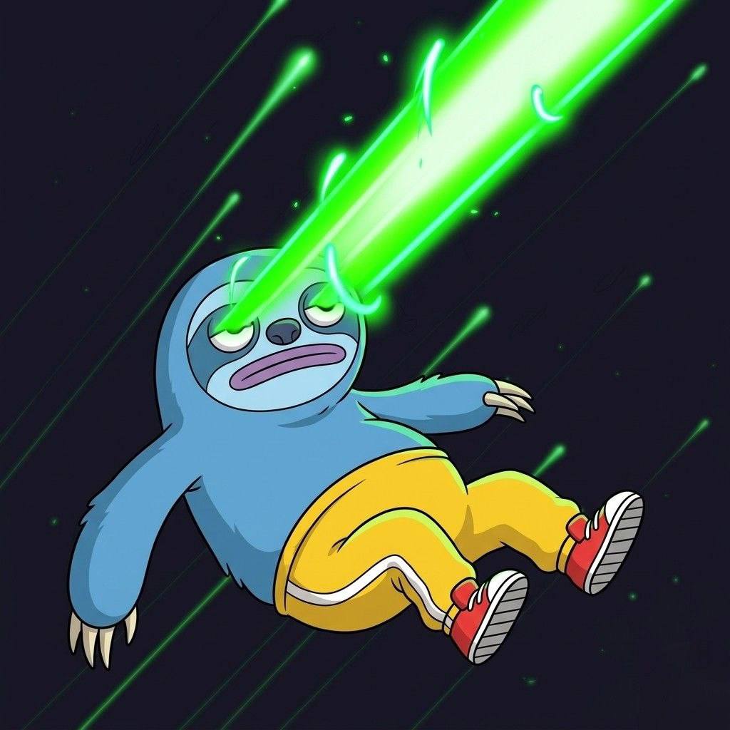 ZLOFY streaking through space on a green laser